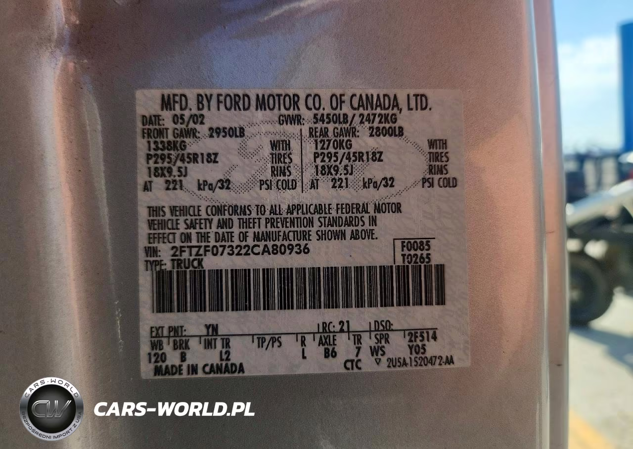 2002 Ford F150 Svt Lightning VIN:2FTZF07322CA80936 - 12