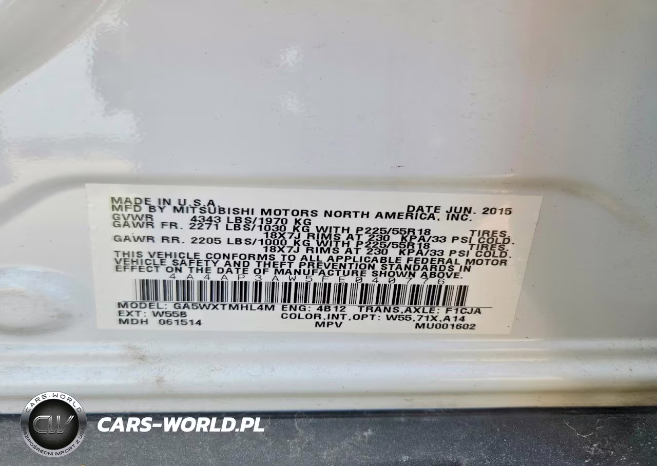 2015 Mitsubishi Outlander Sport Es VIN:4A4AP3AW5FE040776 - 12