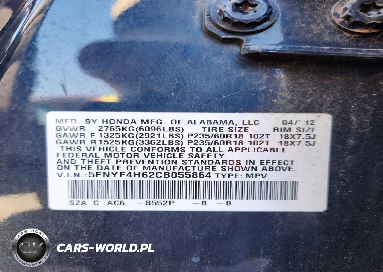 2012 Honda Pilot Exl VIN:5FNYF4H62CB055864 - 13