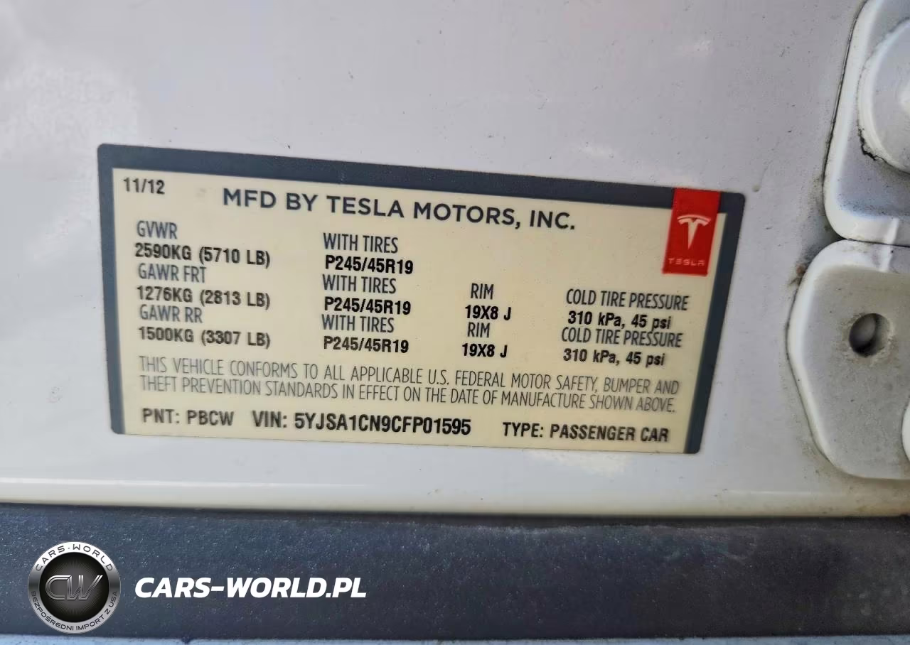2012 Tesla Model S VIN:5YJSA1CN9CFP01595 - 12