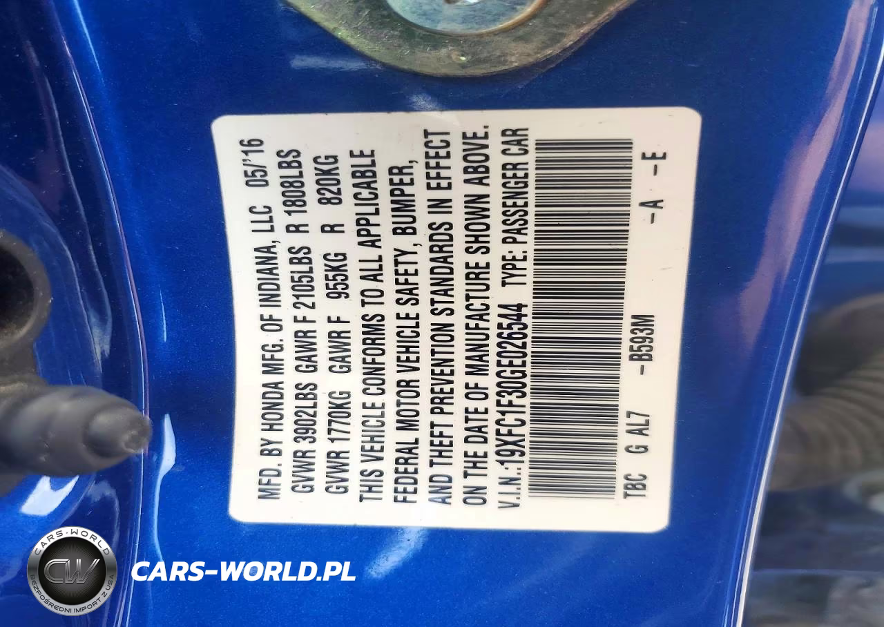 2016 Honda Civic Ex VIN:19XFC1F30GE026544 - 12