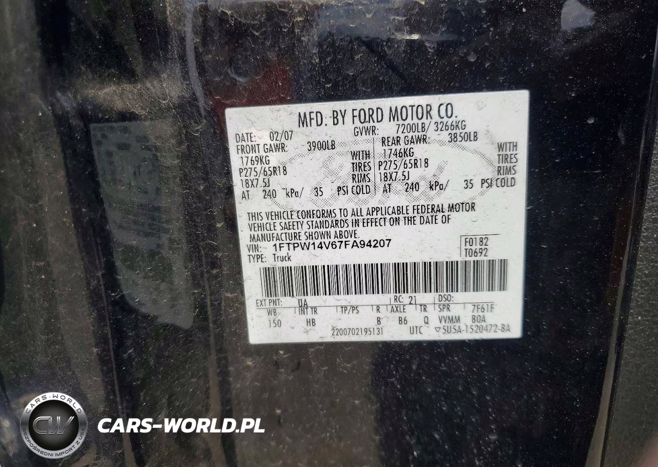 2007 Ford F150 Supercrew VIN:1FTPW14V67FA94207 - 12
