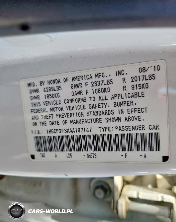 2010 Honda Accord Lx VIN:1HGCP2F3XAA197147 - 12