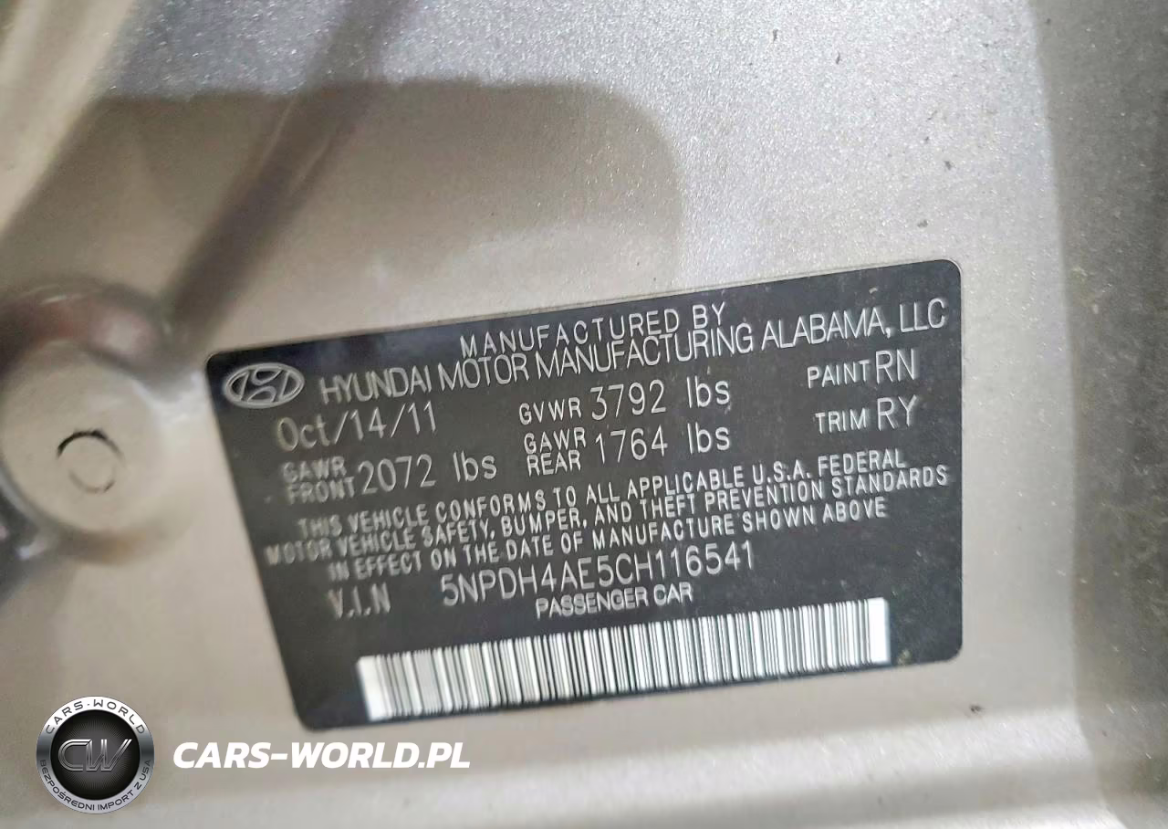 2012 Hyundai Elantra Limited VIN:5NPDH4AE5CH116541 - 13