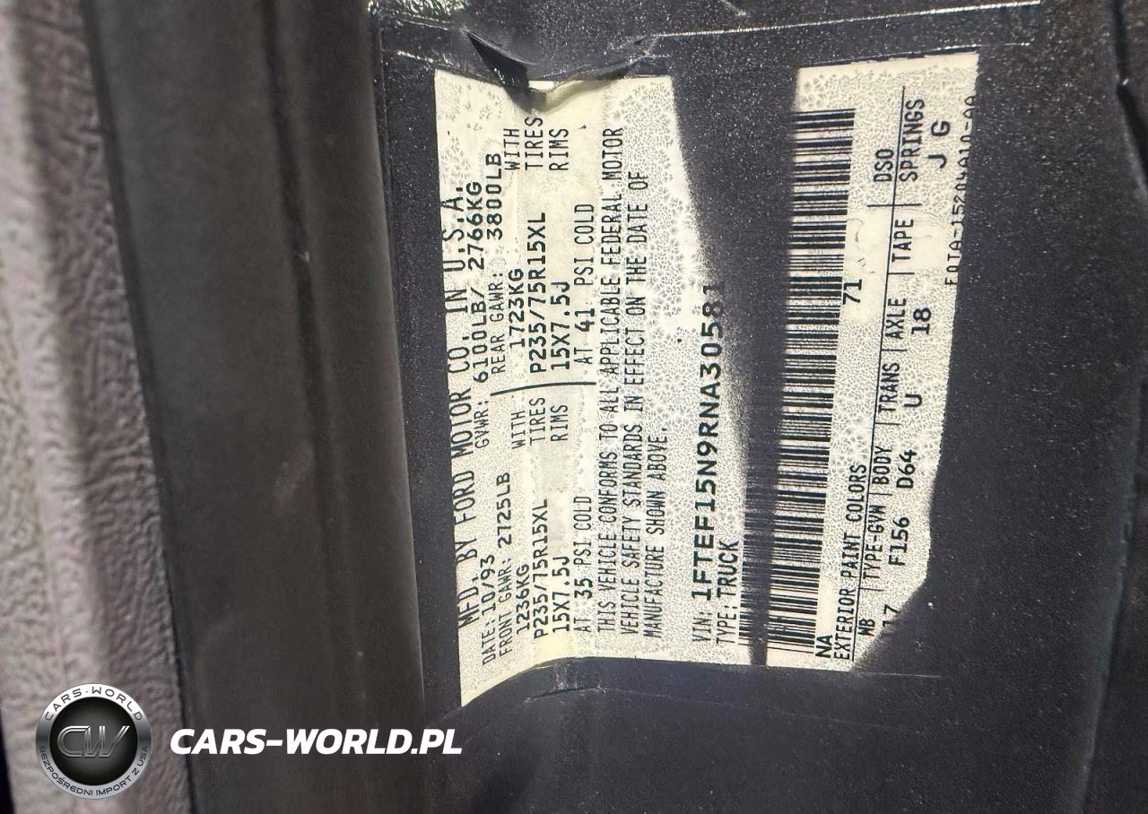 1994 Ford F150 VIN:1FTEF15N9RNA30581 - 10