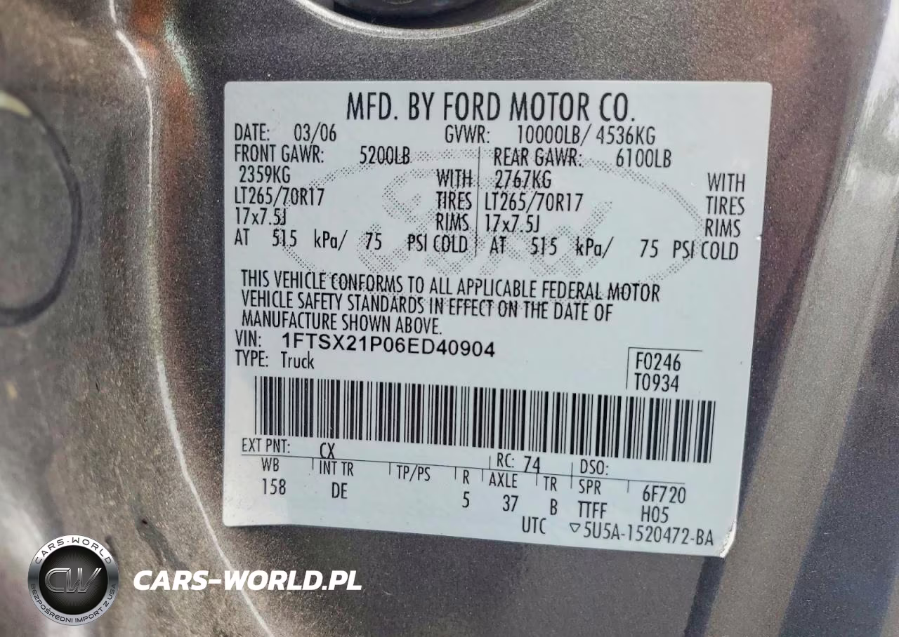 2006 Ford F250 Super Duty VIN:1FTSX21P06ED40904 - 12