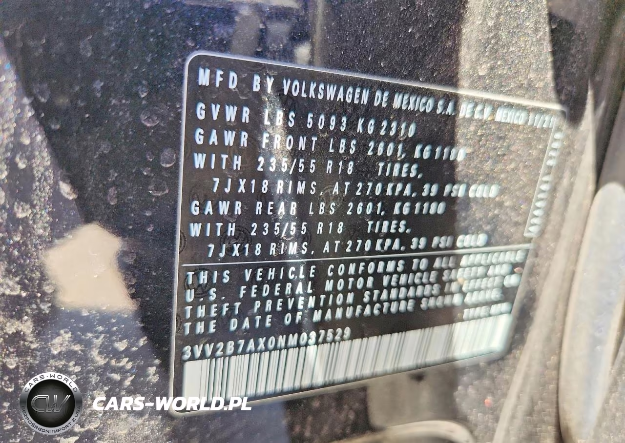 2022 Volkswagen Tiguan Se VIN:3VV2B7AX0NM037529 - 13