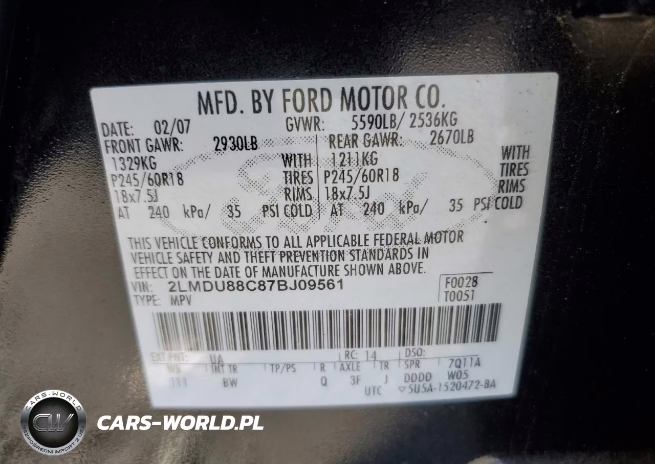2007 Lincoln Mkx VIN:2LMDU88C87BJ09561 - 12