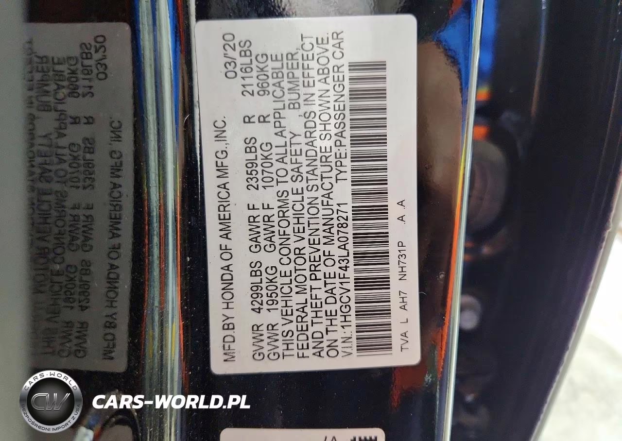 2020 Honda Accord Ex VIN:1HGCV1F43LA078271 - 12