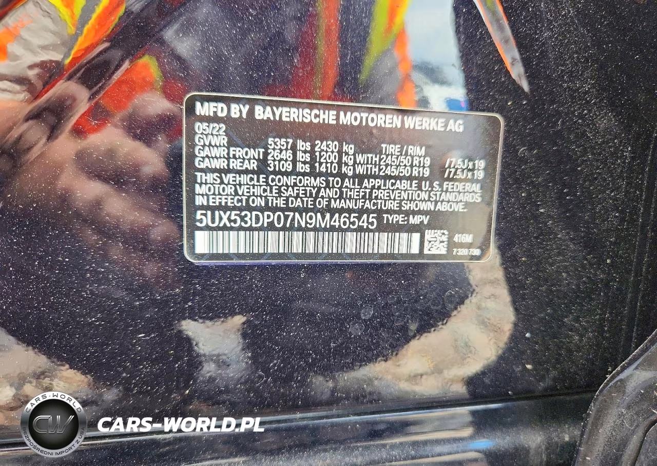 2022 BMW X3 xDrive30I VIN:5UX53DP07N9M46545 - 13