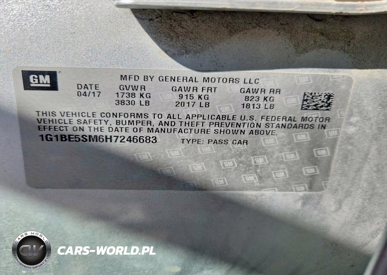 2017 Chevrolet Cruze Lt VIN:1G1BE5SM6H7246683 - 12