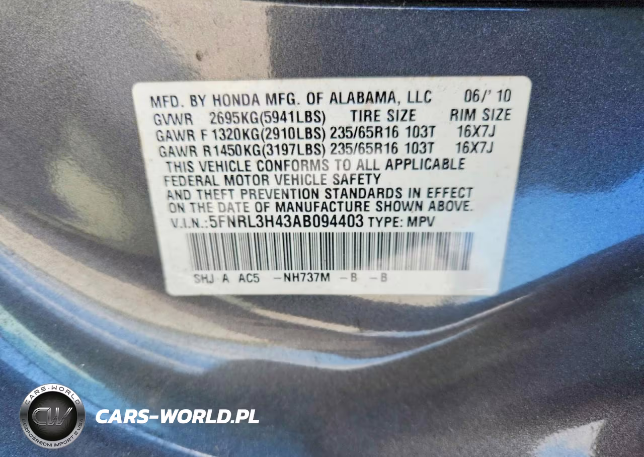 2010 Honda Odyssey Ex VIN:5FNRL3H43AB094403 - 13
