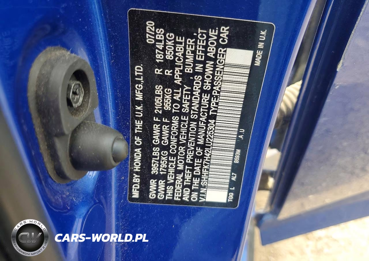 2020 Honda Civic Sport VIN:SHHFK7H42LU225304 - 12
