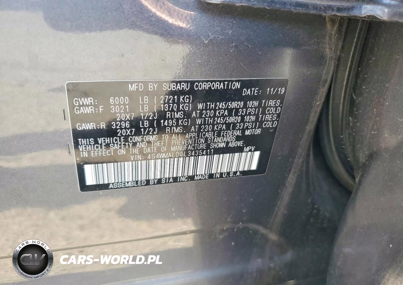 2020 Subaru Ascent Limited VIN:4S4WMALD0L3435411 - 13