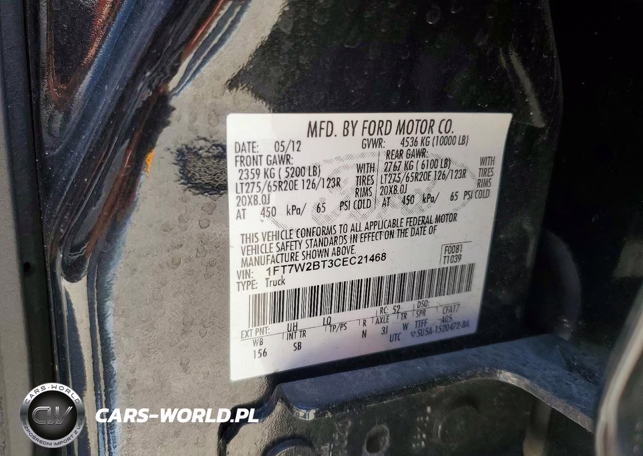 2012 Ford F250 Super Duty VIN:1FT7W2BT3CEC21468 - 12