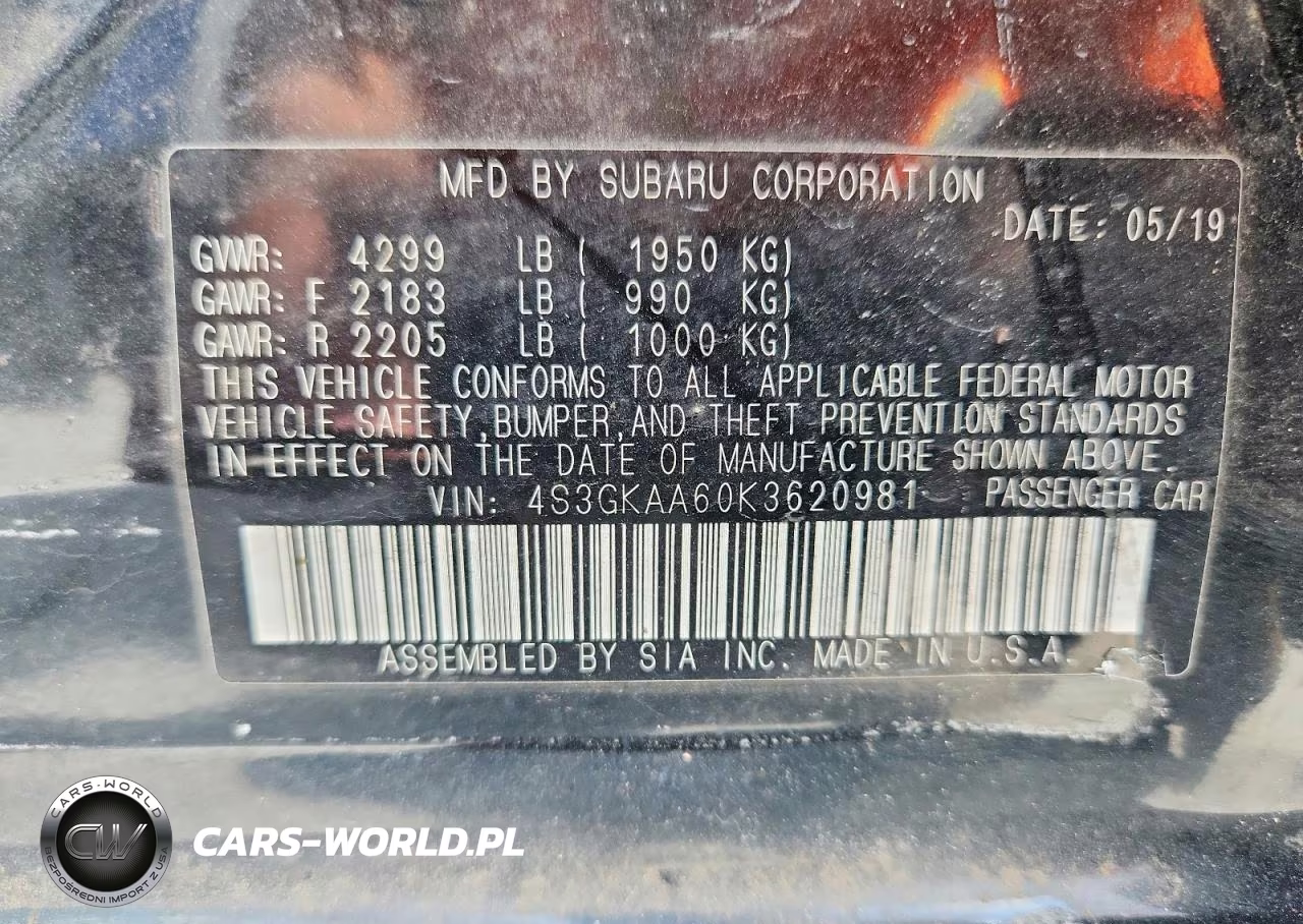 2019 Subaru Impreza VIN:4S3GKAA60K3620981 - 12