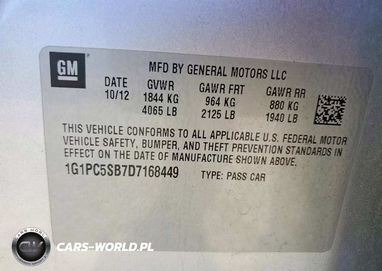 2013 Chevrolet Cruze Lt VIN:1G1PC5SB7D7168449 - 12