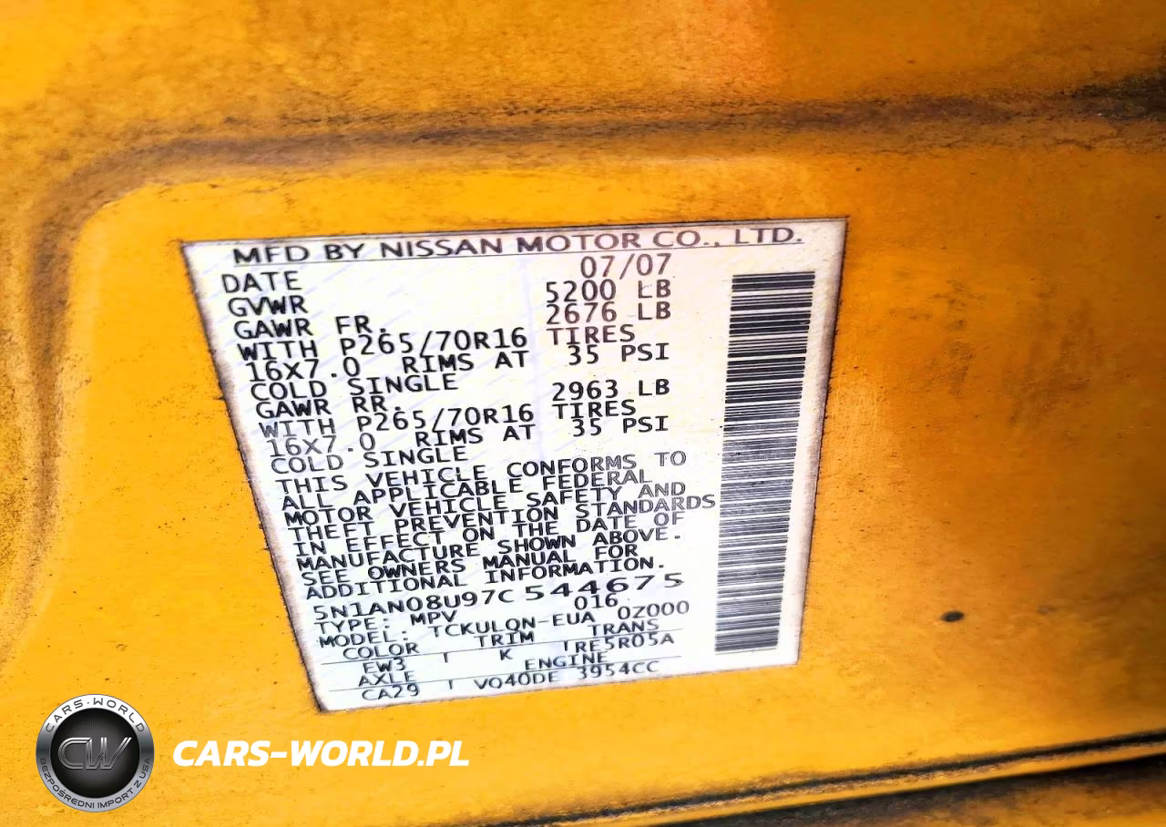 2007 Nissan Xterra X VIN:5N1AN08U97C544675 - 12
