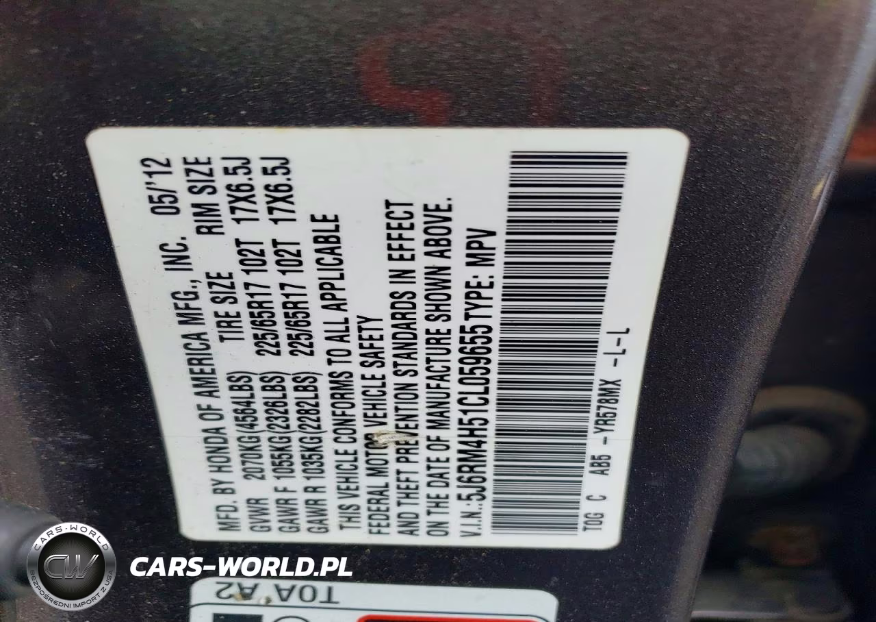 2012 Honda Cr-V Ex VIN:5J6RM4H51CL059655 - 12