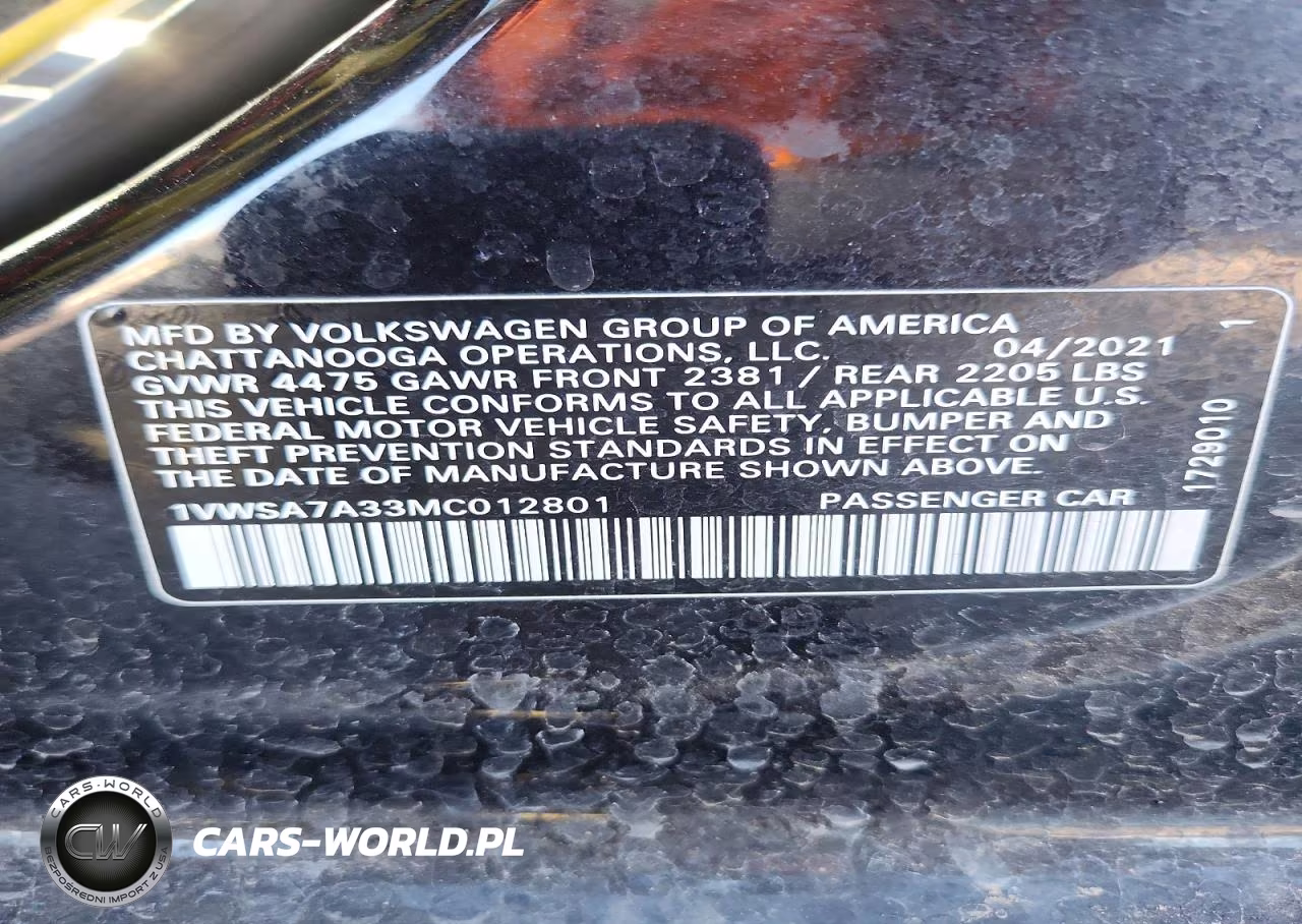 2021 Volkswagen Passat Se VIN:1VWSA7A33MC012801 - 12