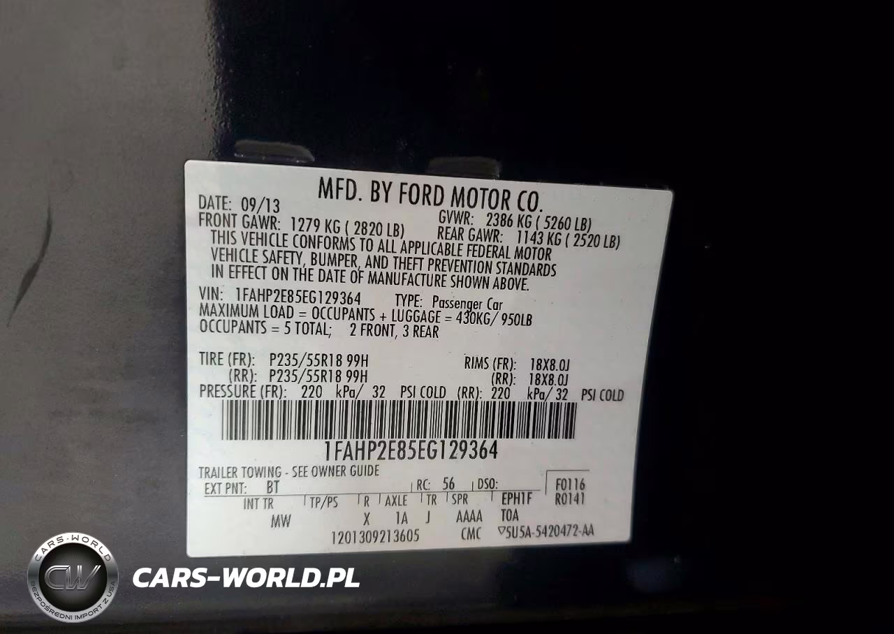 FORD TAURUS SEL VIN:1FAHP2E85EG129364 - 12