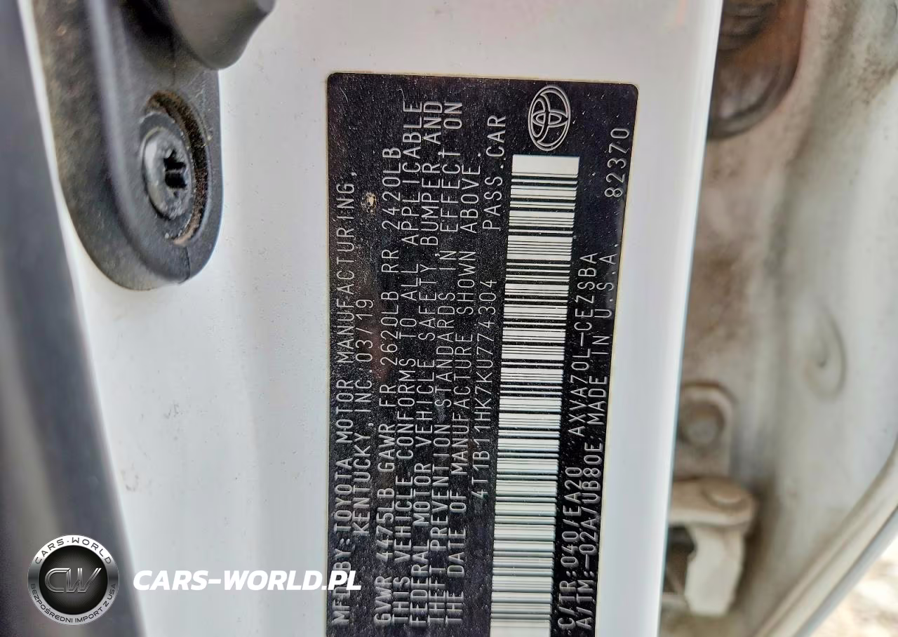 2019 Toyota Camry Se VIN:4T1B11HK7KU774304 - 12