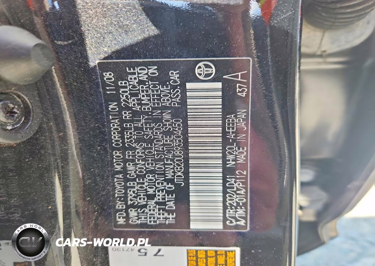 2009 Toyota Prius Base VIN:JTDKB20U893504650 - 12