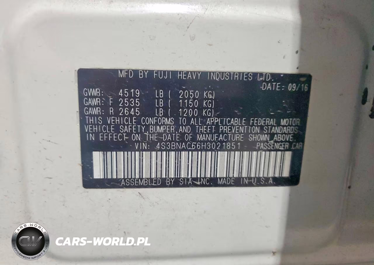 2017 Subaru Legacy 2.5I Premium VIN:4S3BNAC66H3021851 - 12