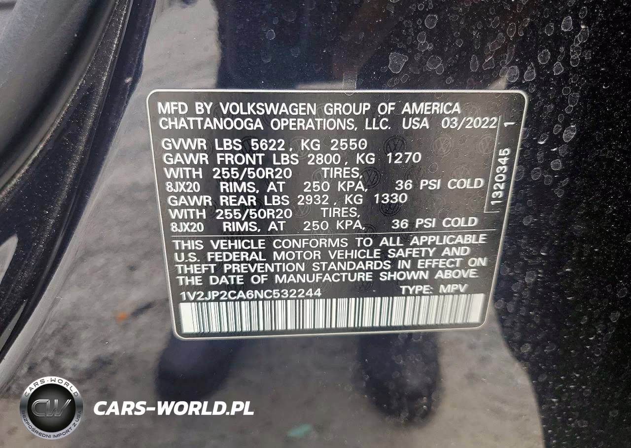2022 Volkswagen Atlas Se VIN:1V2JP2CA6NC532244 - 13