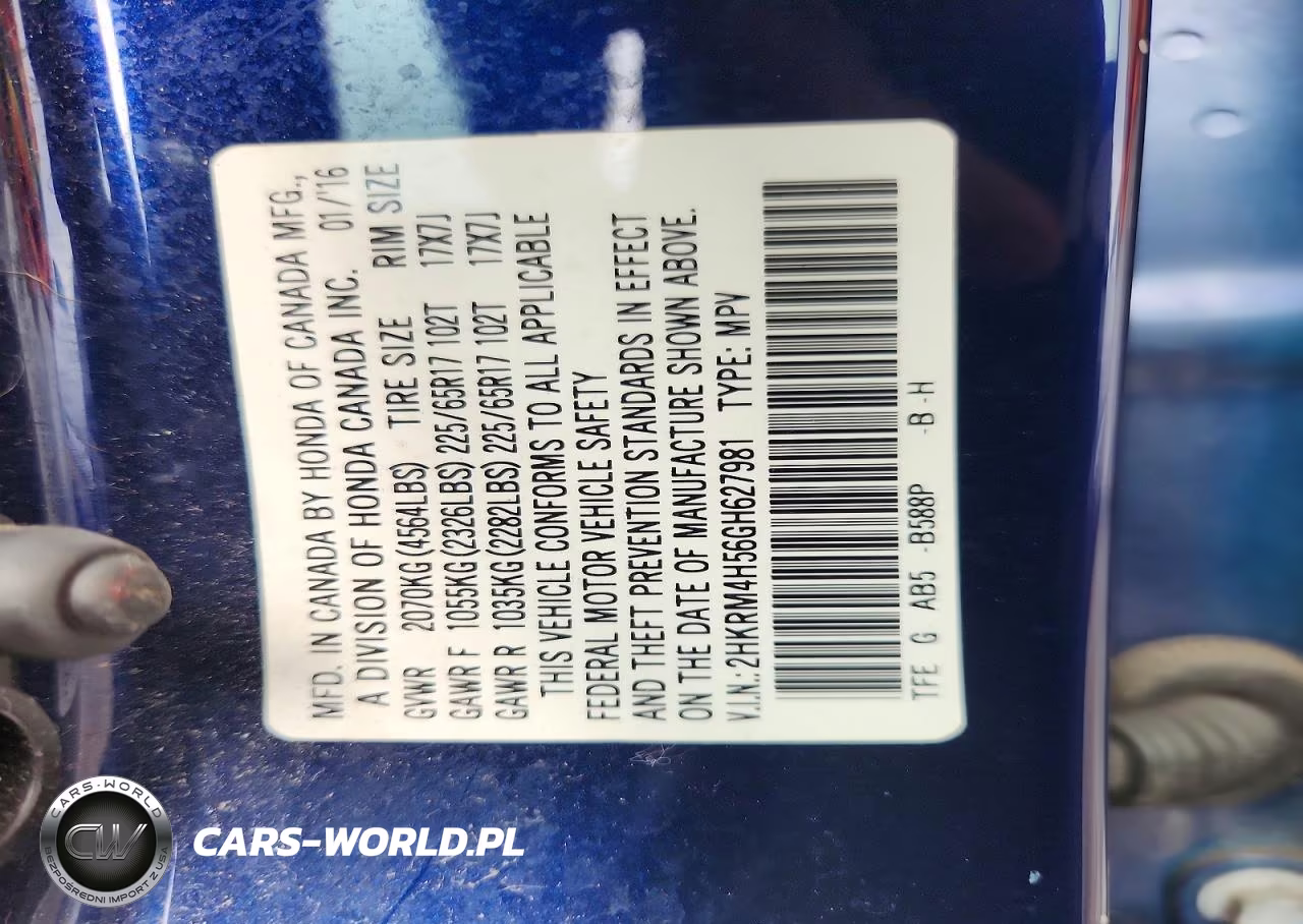 2016 Honda Cr-V Ex VIN:2HKRM4H56GH627981 - 12