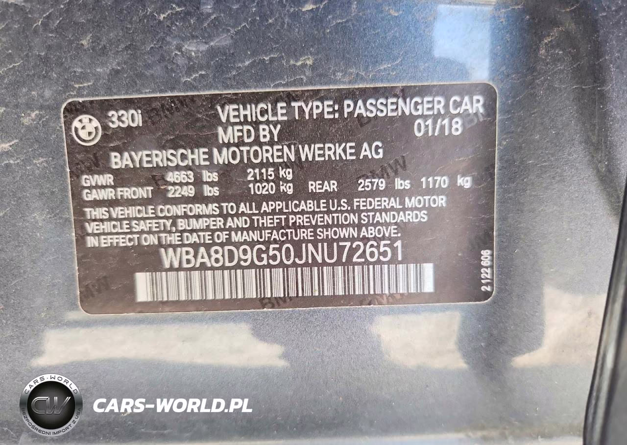 2018 BMW 330 Xi VIN:WBA8D9G50JNU72651 - 12