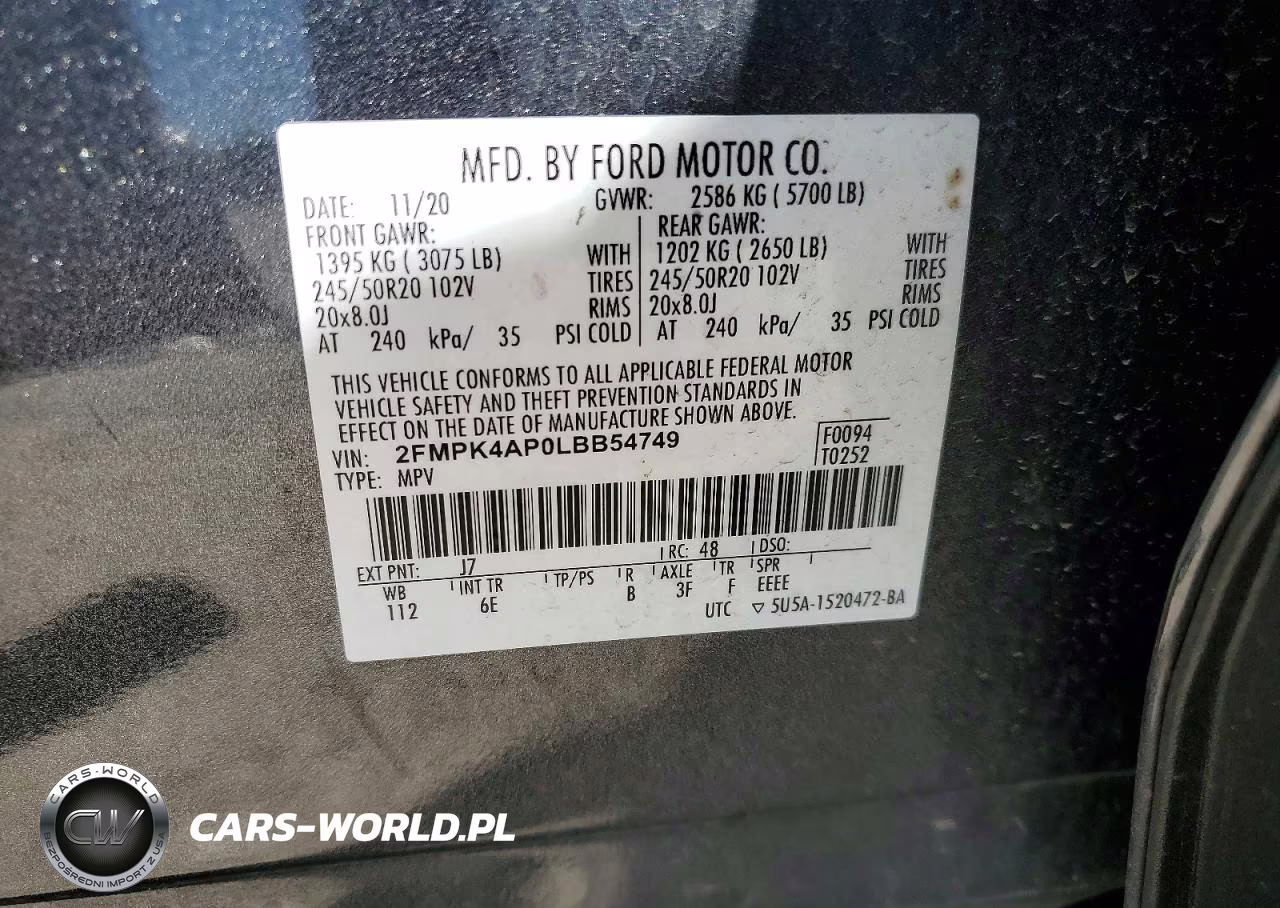 2020 Ford Edge St VIN:2FMPK4AP0LBB54749 - 14
