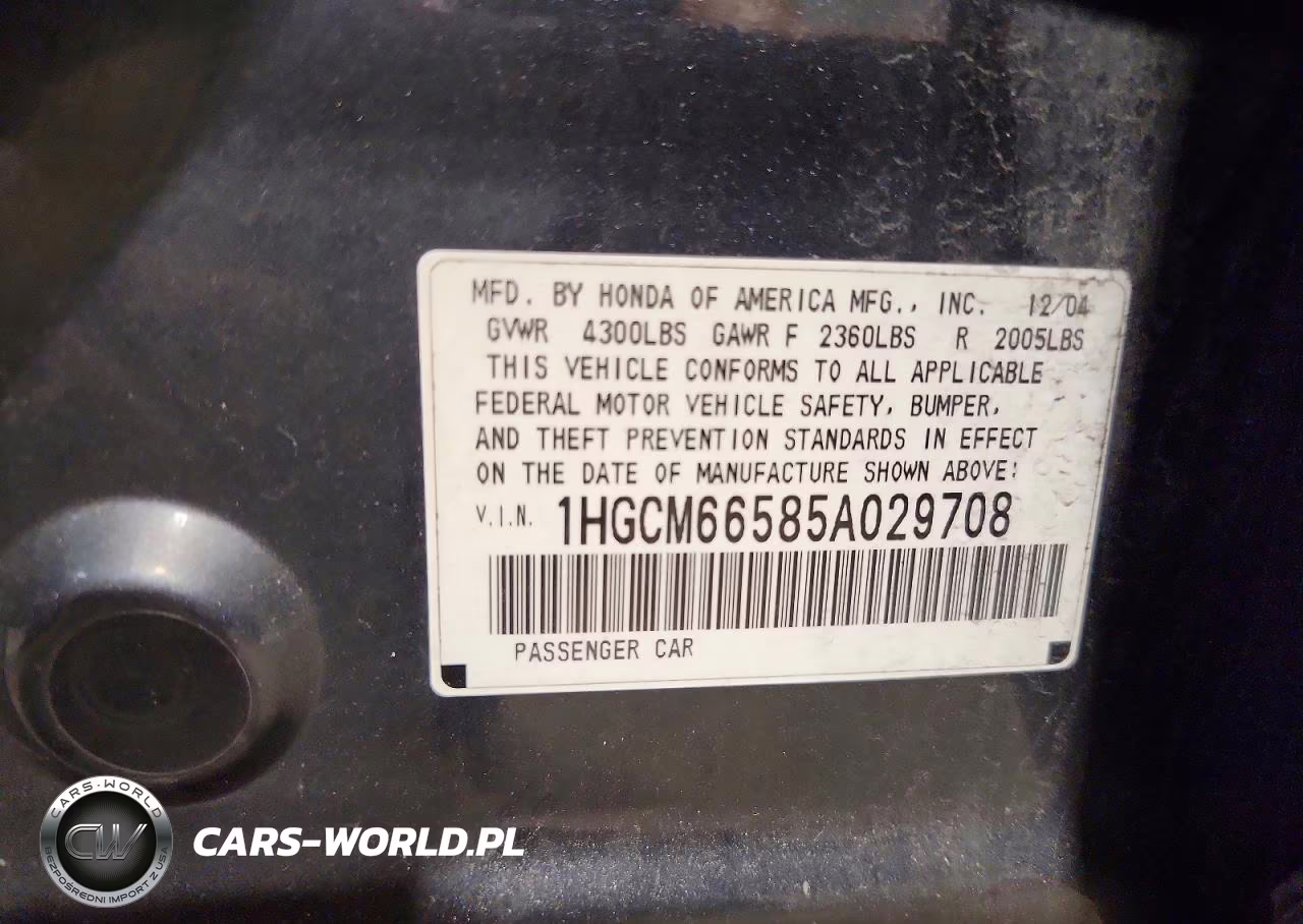 2005 Honda Accord Ex VIN:1HGCM66585A029708 - 12