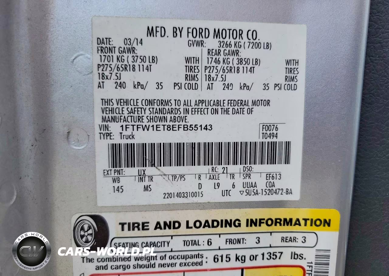 2014 Ford F150 Supercrew VIN:1FTFW1ET8EFB55143 - 12