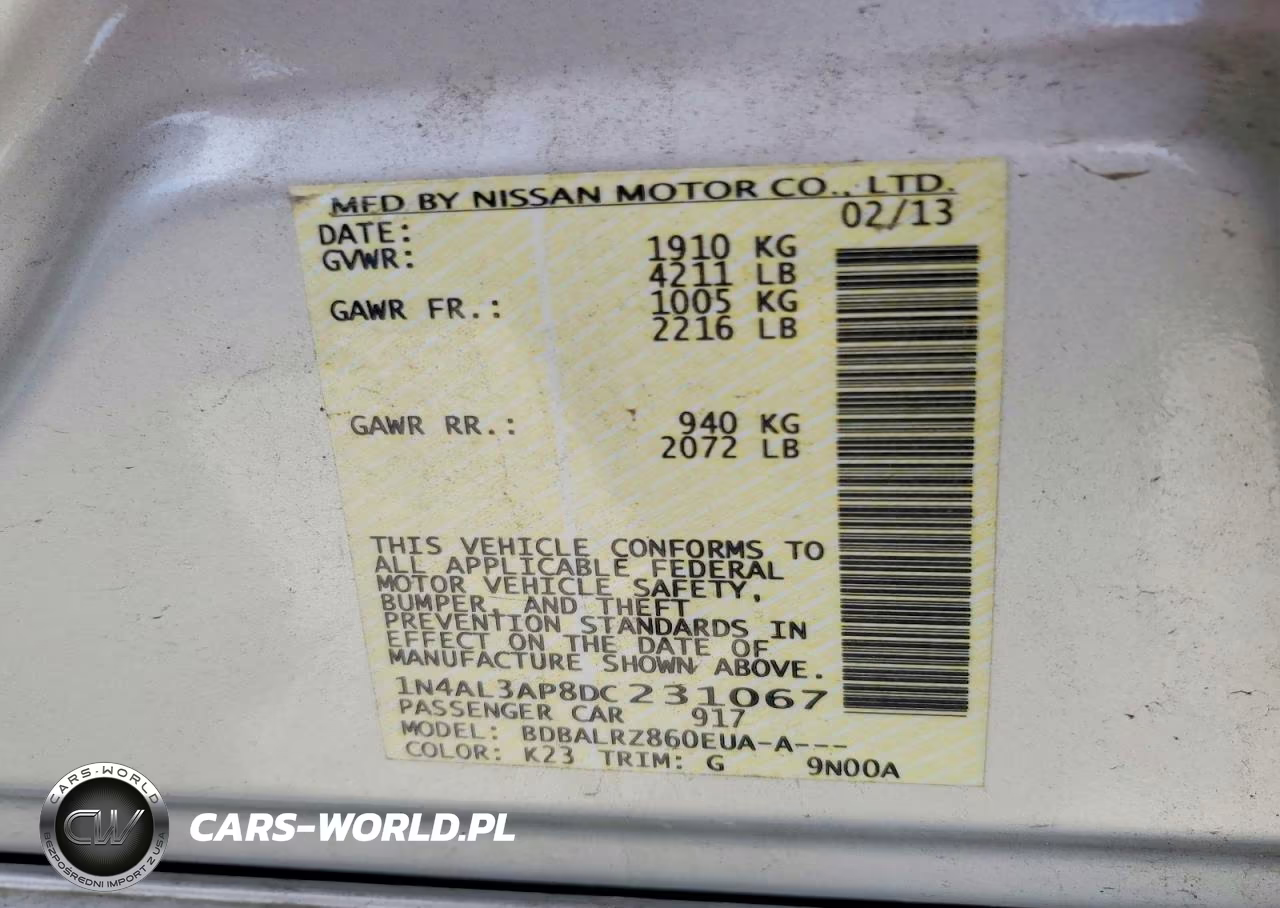 2013 Nissan Altima 2.5 VIN:1N4AL3AP8DC231067 - 12