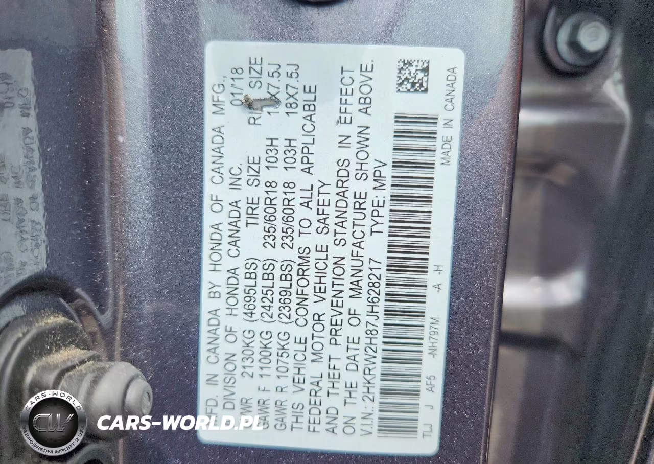 2018 Honda Cr-V Exl VIN:2HKRW2H87JH628217 - 13