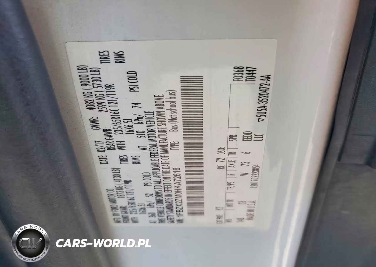 2017 Ford Transit T-350 VIN:1FBZX2ZM0HKA72616 - 13