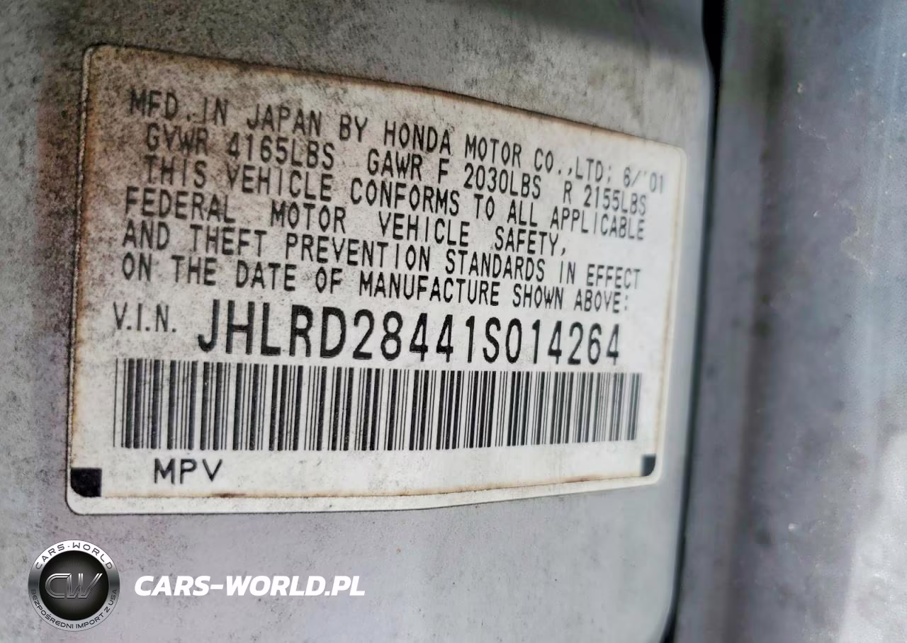 2001 Honda Cr-V VIN:JHLRD28441S014264 - 14