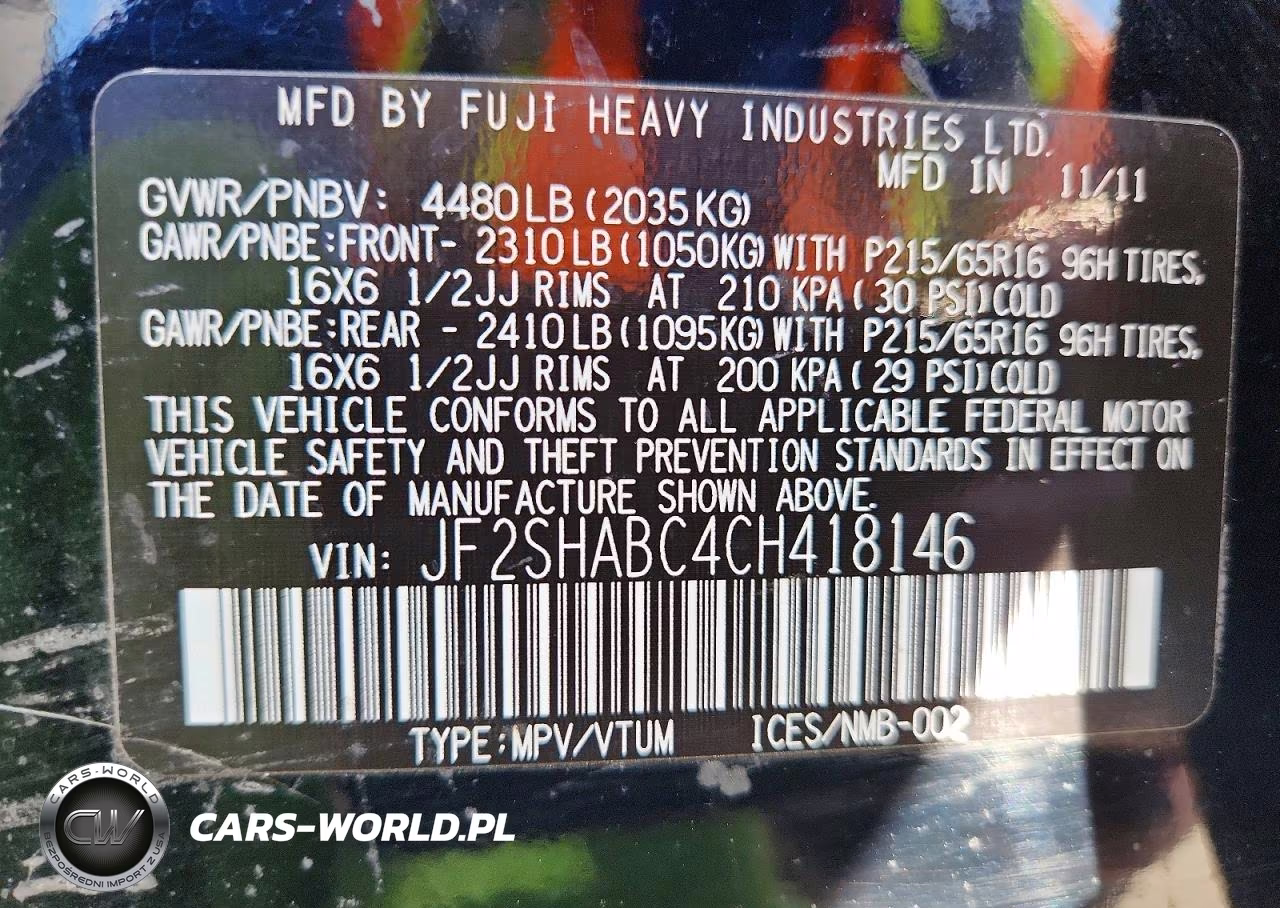 2012 Subaru Forester 2.5X VIN:JF2SHABC4CH418146 - 13