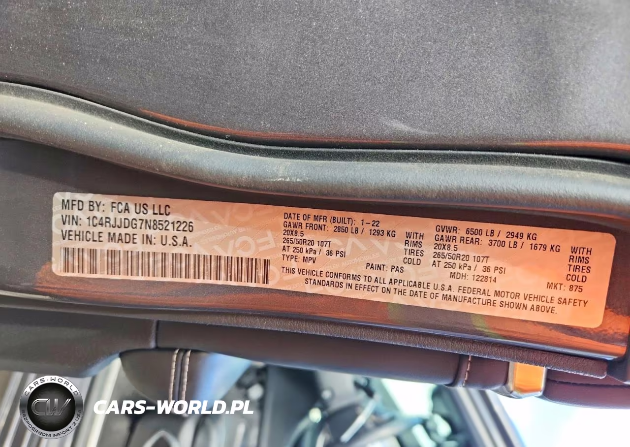 2022 Jeep Grand Cherokee L Overland 4X2 VIN:1C4RJJDG7N8521226 - 13