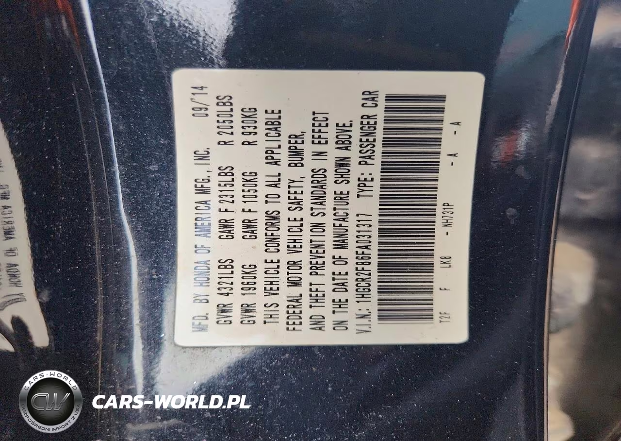 2015 Honda Accord Exl VIN:1HGCR2F86FA031317 - 12