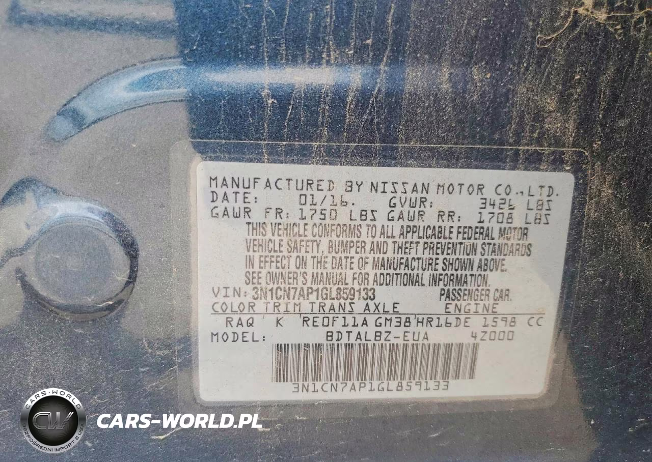 2016 Nissan Versa 1.6 Sv VIN:3N1CN7AP1GL859133 - 12