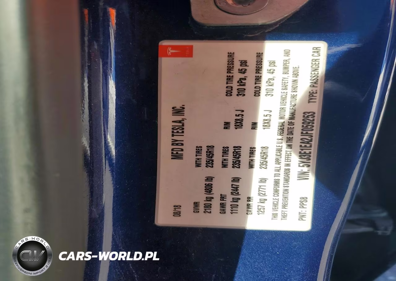 2018 Tesla Mdl 3 Std VIN:5YJ3E1EA2JF059253 - 12