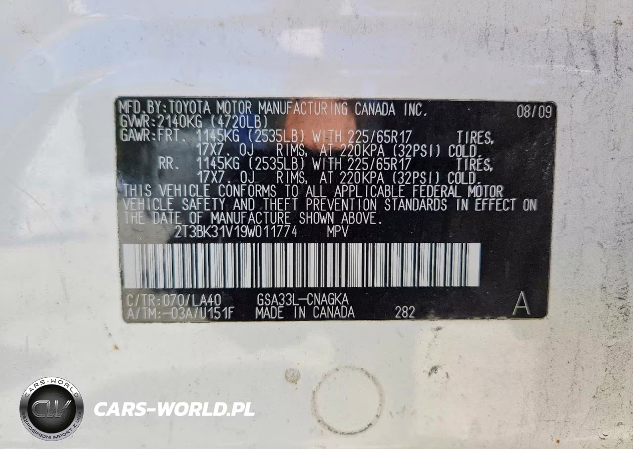 2009 Toyota Rav4 Limited VIN:2T3BK31V19W011774 - 13