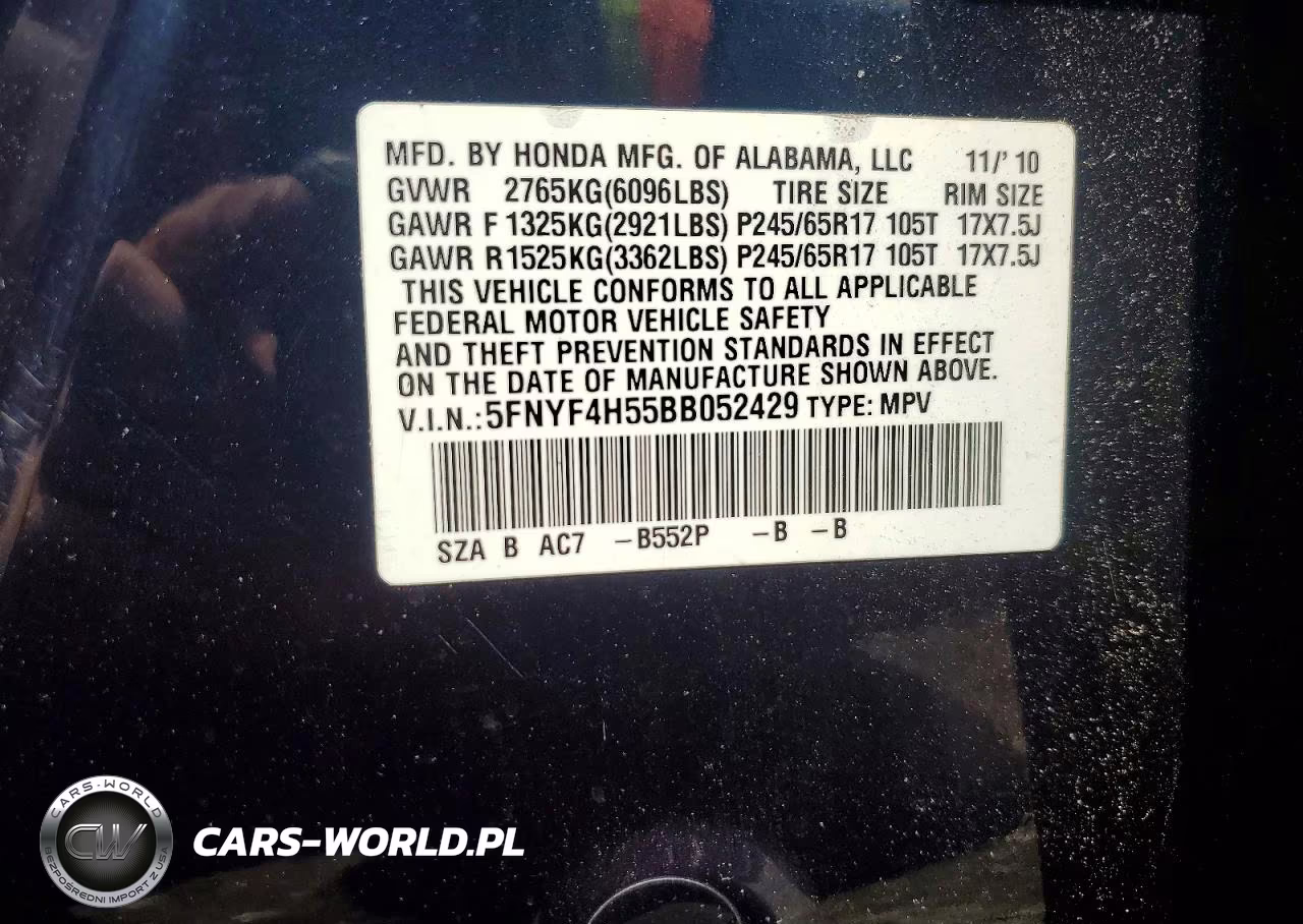 2011 Honda Pilot Exl VIN:5FNYF4H55BB052429 - 13