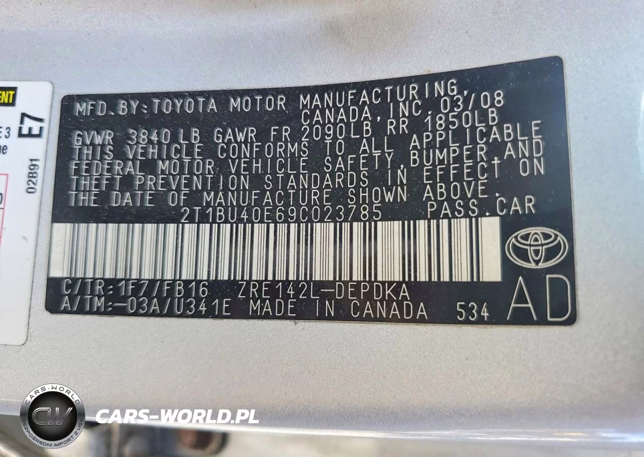 2009 Toyota Corolla Base VIN:2T1BU40E69C023785 - 12