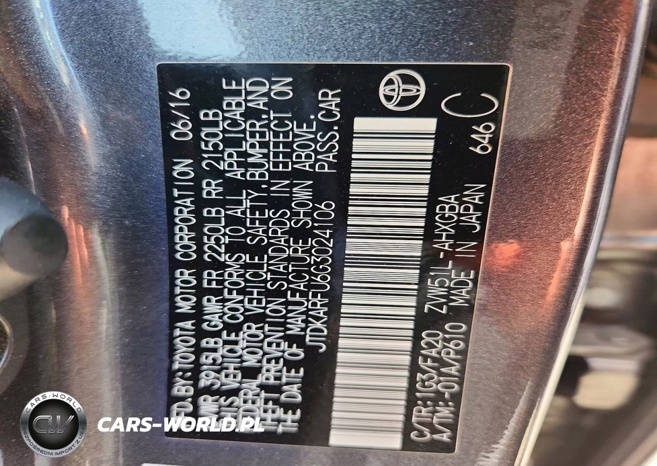 2016 Toyota Prius Three VIN:JTDKARFU6G3024106 - 12
