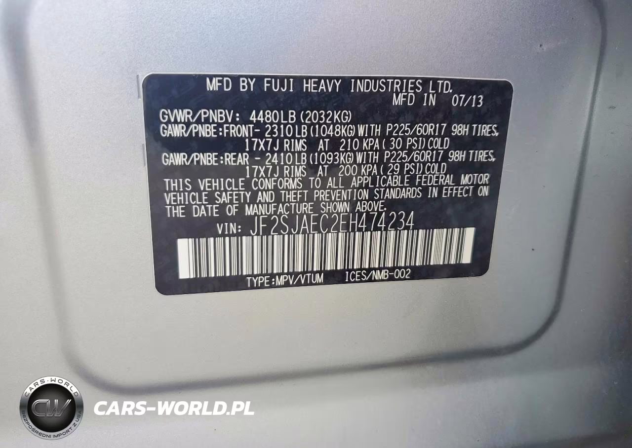 2014 Subaru Forester 2.5I Premium VIN:JF2SJAEC2EH474234 - 13