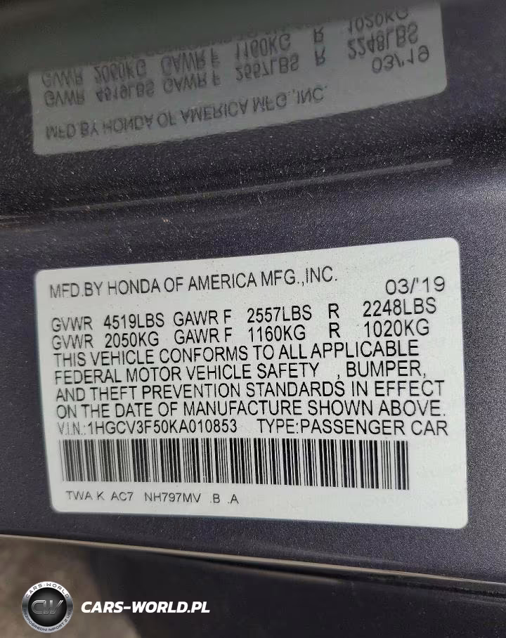 2019 Honda Accord Hybrid Exl VIN:1HGCV3F50KA010853 - 12