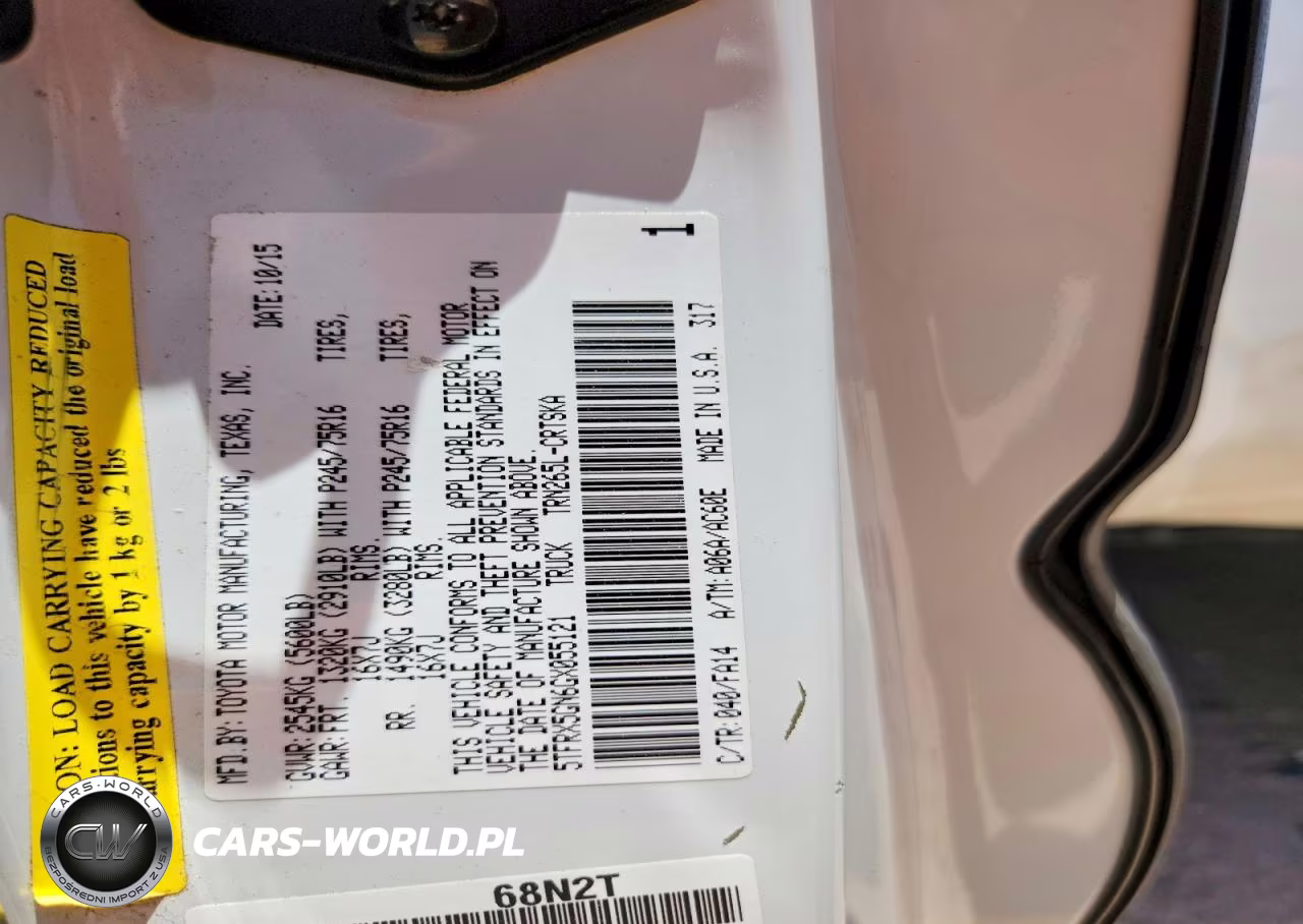 2016 Toyota Tacoma Sr VIN:5TFRX5GN6GX055121 - 12